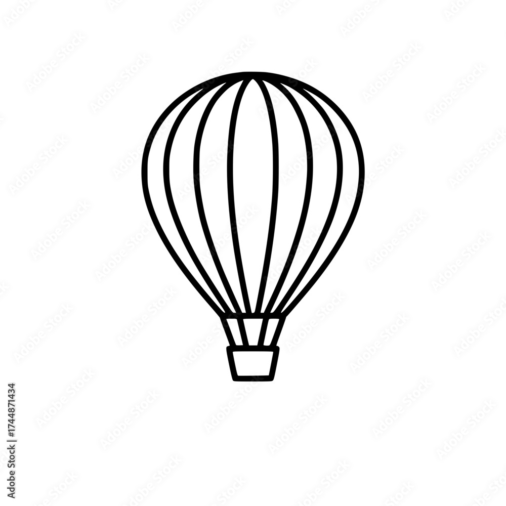 Fototapeta premium Minimalistic black line drawing of a hot air balloon