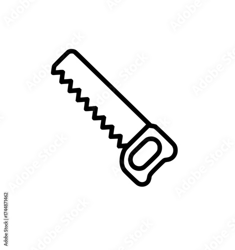 Minimalistic black outline of a hand saw