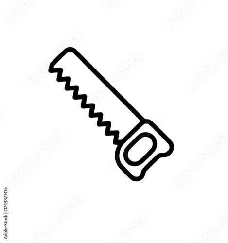 Minimalistic black outline of a hand saw