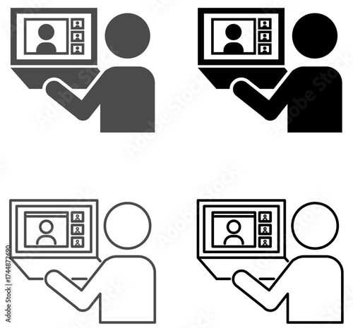 リモートワークやオンライン打合わせ等しているビジネスマン