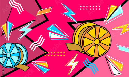  Geometric  abstract pop art background in flat designstract art background design