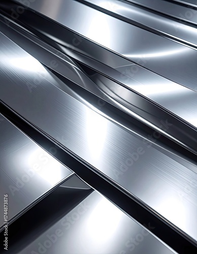 Wallpaper Mural Abstract metal surfaces reflecting light, modern geometric design Torontodigital.ca