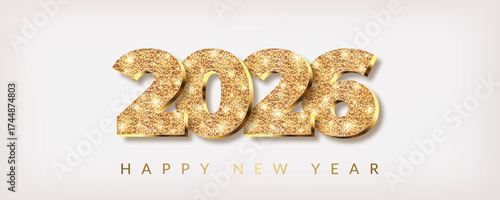 New Year background with gold glitter numbers 2026
