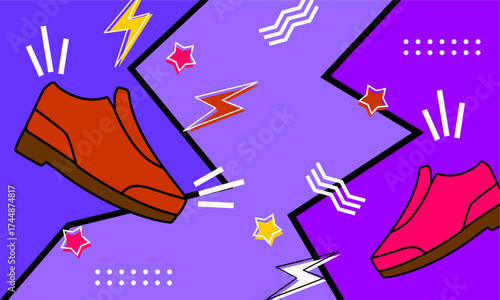  Geometric  abstract pop art background in flat designstract art background design