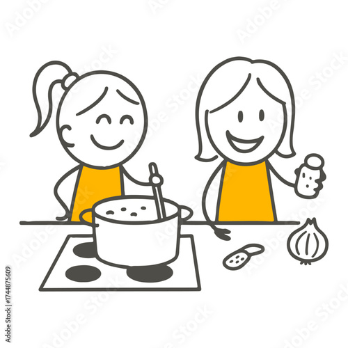 The Joy of Cooking Together in the Kitchen The Happiness of Adding Spices to the Flavor Simmering in the Pot.
