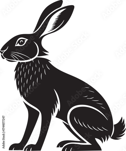 Vector illustration of a cute cartoon bunny or rabbit silhouette for Easter and spring designs