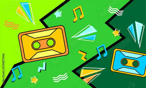  Geometric  abstract pop art background in flat designstract art background design