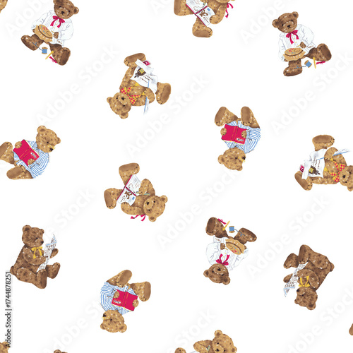 Cute bear seamless pattern perfect for textiles,