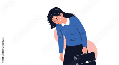 A woman feels overwhelmed and stressed at work.