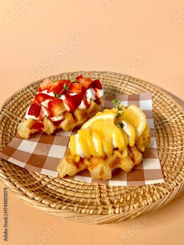 Strawberry Chocolate croffle and lemon croffle