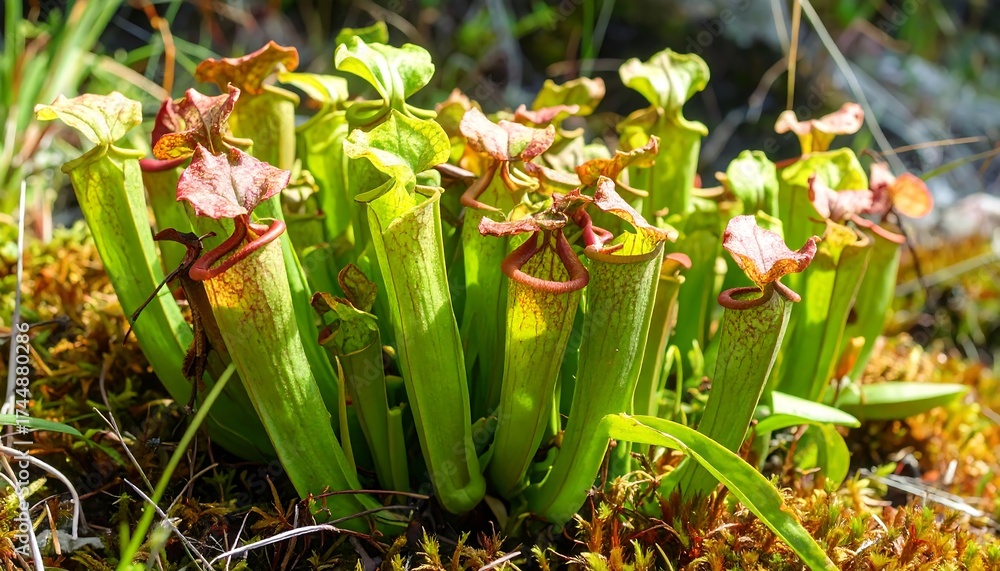 Fototapeta premium Pitcher plants in a mossy habitat