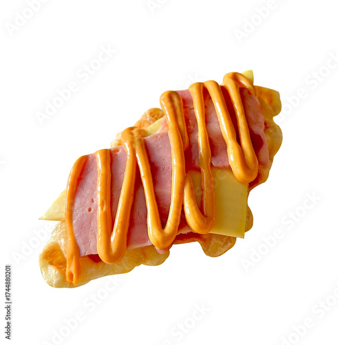 Ham bacon cheese croffle