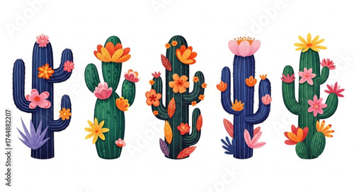 Fantasy flowers set. Whimsical quirky fancy blossoms, fairy dreamy blooms. Creative garden floral plants in fairytale fantastic style. Kids flat vector illustration isolated on white background