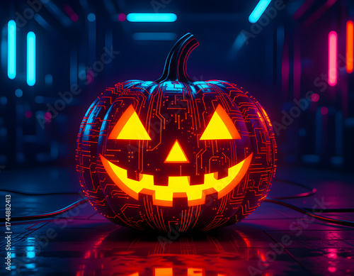 Wallpaper Mural Cyberpunk Jack-O’-Lantern Glow Torontodigital.ca