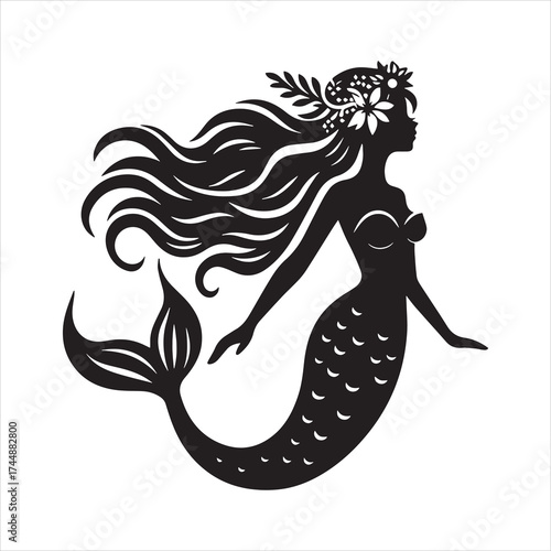 Mermaid siren silhouette ancient mythology fantasy