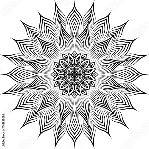 Beautiful floral pattern mandala art isolated on a white background, decoration element for meditation poster, yoga, banner, henna, invitation, cover page, design element mandala art, vector art