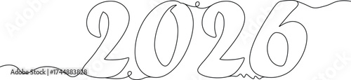 Celebrate the New Year 2026 with a stylish continuous line design for greeting cards, posters, and social media to bring joy and anticipation for a fresh start
