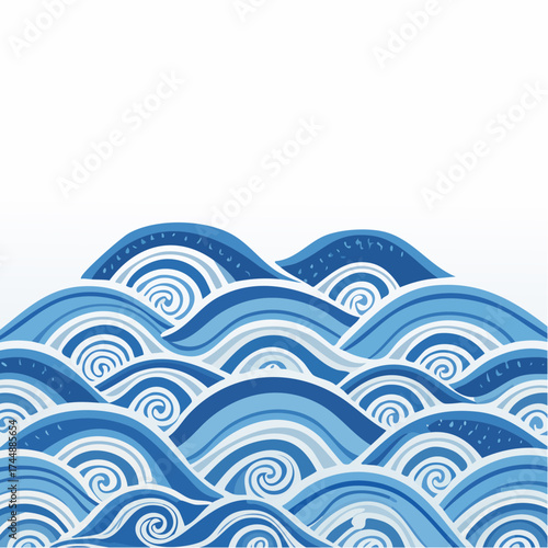 A seamless Greek Aegean wave pattern with flowing coastal curves. Ideal for textiles, wallpapers, and serene Mediterranean interiors.