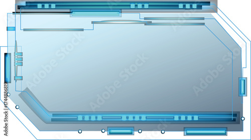 blue box for any text with paper clip and envelope
