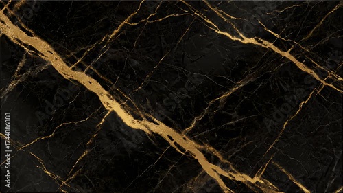 Elegant Black Marble Texture Veined With Gold