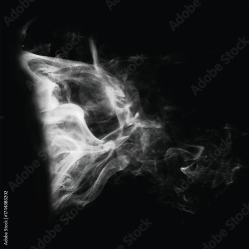 Light flowing smoke isolated on black back	