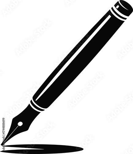 Classic fountain pen writing silhouette