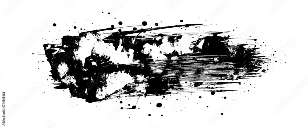 Obraz premium Vector Black Ink Splash and Smudge Texture on White Canvas