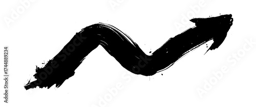 Vector Black Ink Splash Brush Line For Artistic On White Background
