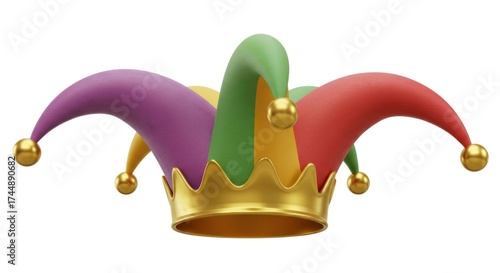 Colorful Creative Jester Hat with Golden Bells Festive Carnival Element