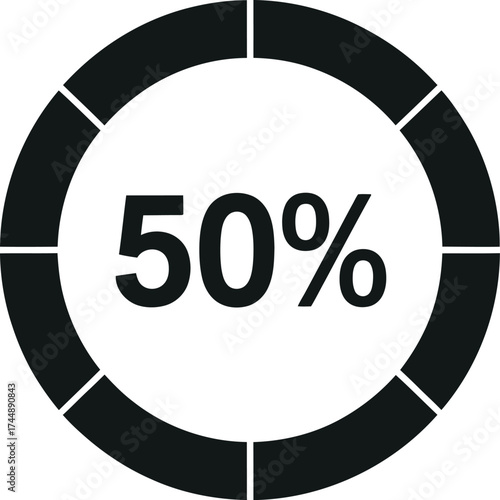 Fifty percent progress circle silhouette
