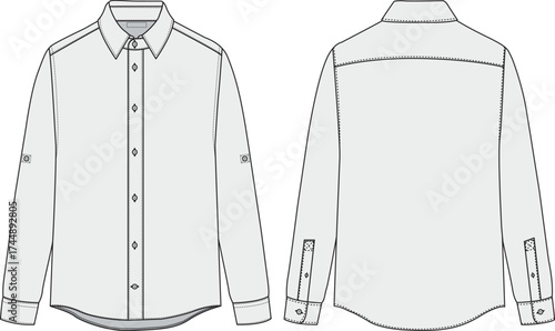 Men's Classic collar Roll up tab shirt for casualwear