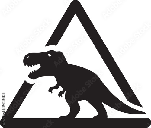 Black vector silhouette illustration of a wild dinosaur animal icon