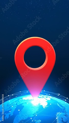 Location marker on Earth, global positioning system concept.