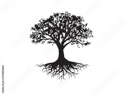 Whimsical Fantasy Tree With Roots For Magical Project Background
