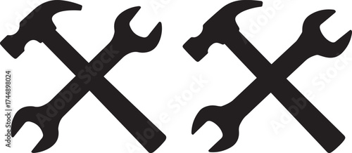 Crossed hammer and wrench silhouette