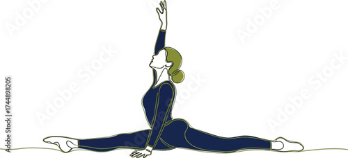 Woman doing splits yoga pose fitness exercise stretching flexibility