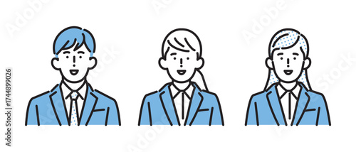 シンプル　イラスト　リクルートスーツの男性と女性