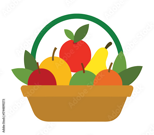 A bountiful basket overflowing with fresh, colorful fruits, representing abundance and healthy eating.