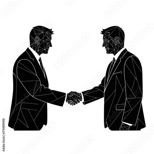 Geometric Silhouette of a Client Manager Initiating a Formal Handshake