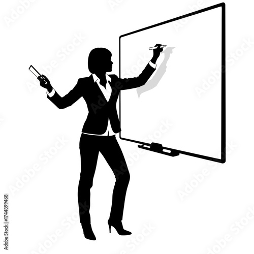 Expressive Silhouette of a Female Marketing Strategist Brainstorming