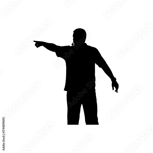 Abstract Silhouette of a Coach Orchestrating Teamwork with Visual Cues