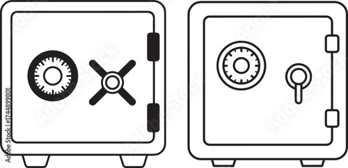Two bank safes with combination locks silhouette