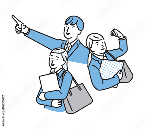 シンプル　イラスト　就職活動中の男性と女性