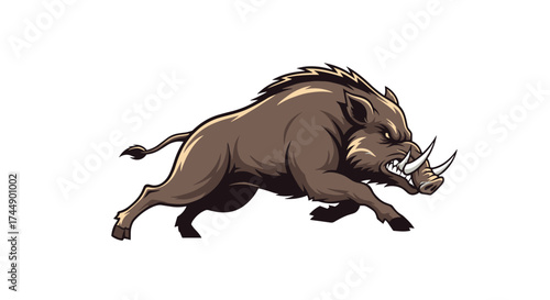 A pixel art illustration of a wild boar running with sharp tusks and bristly hair.
