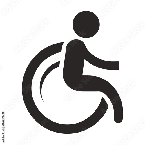 Disabled person black vector icon on white background.