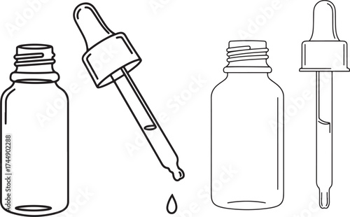 Dropper bottles and pipettes silhouette
