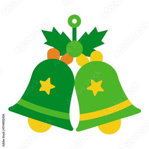 Christmas green bells vector on white background.