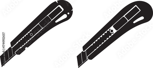 Two utility knife blades silhouette