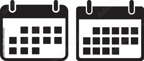 Two calendar icons silhouette