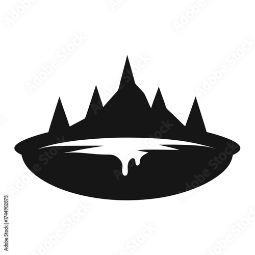 Black and white frozen lake landscape vector on white background.